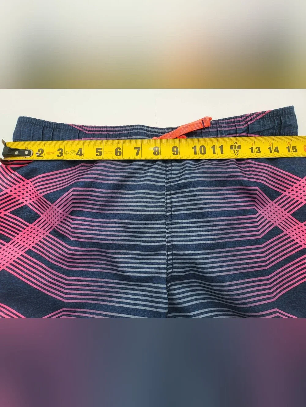 Nike Youth Navy Swim Trunks with Pink & Orange Accents